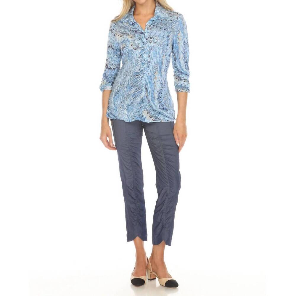 NEW CARINE sabrina 3/4 sleeves shirt in tidal drift - Picture 4 of 8